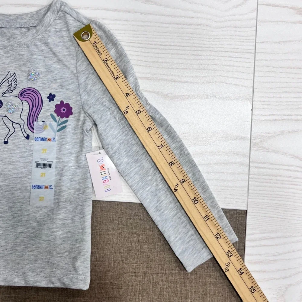 Garanimals Top Bodysuit Set Girls 2T 24M Grey Green Unicorn Bird Ribbed NEW